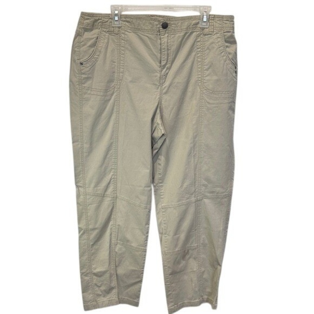 Avenue‎ Womens Khaki Casual Cropped Pants Size 16 Utility Style Comfort